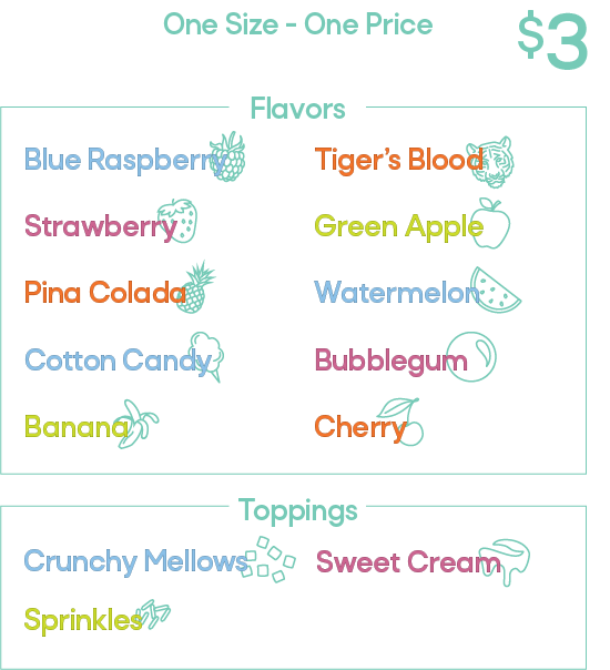 SHUUG Shaved Ice Menu